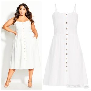 NWT CITY CHIC Scallop Button Dress - Ivory